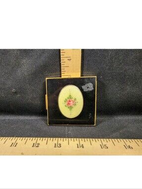 Antique Ladies Travel Sheila's Makeup Compact Floral Design Empty Used